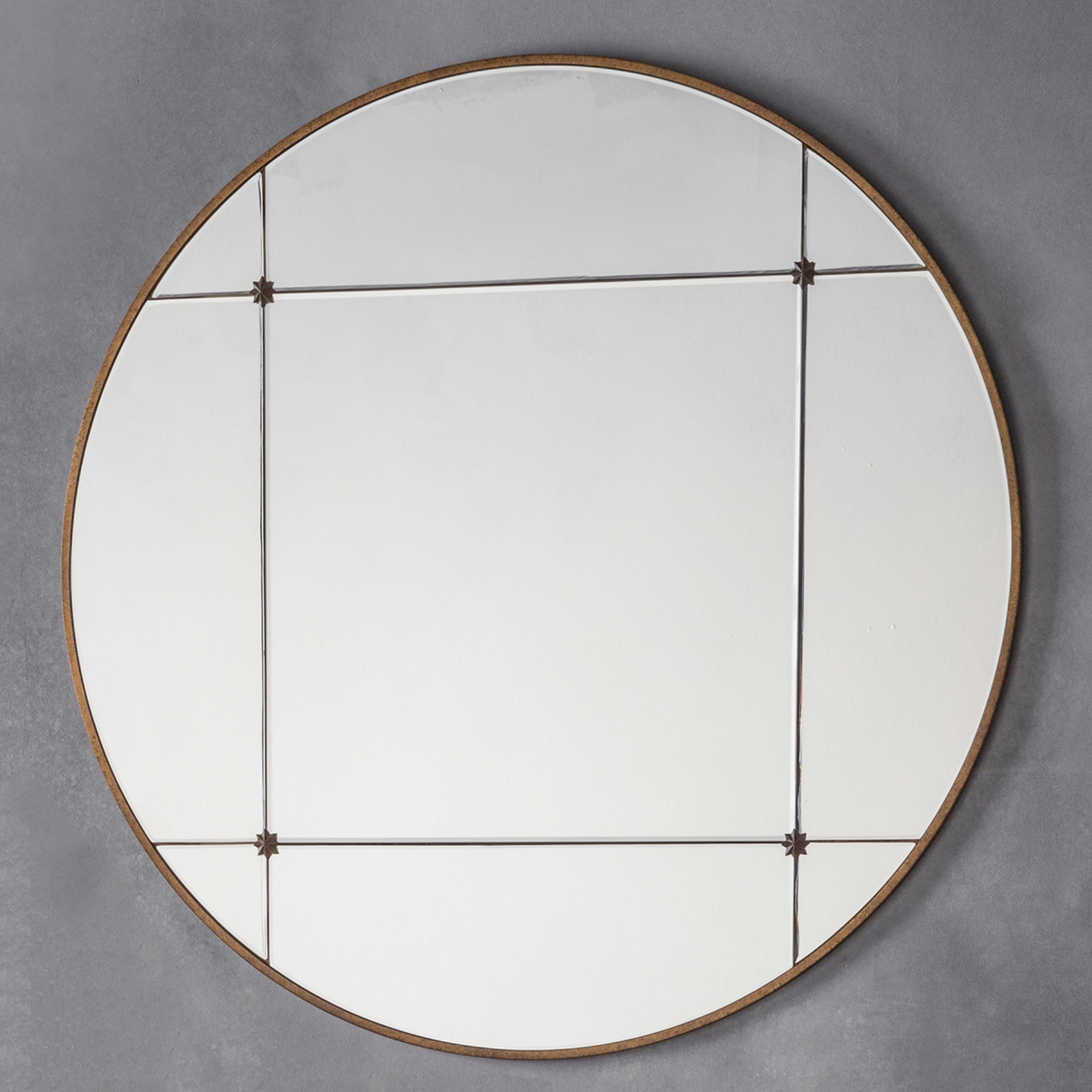 Luxe Tapi Alessia Round Grid Mirror In Gold